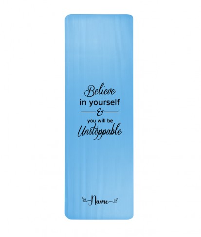 Believe in Yourself Personalised Blue Yoga Mat